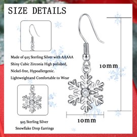 YADOCA 925 Sterling Silver Christmas Earrings for Women Girls High Polished Silver Dangle Drop Earrings Snowflake Earrings Christmas Tree Earrings Christmas Jewelry 1