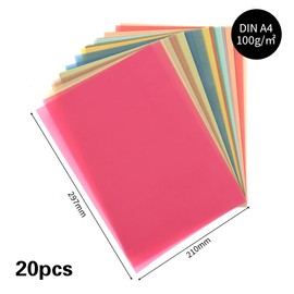 20 x Transparent Paper Colourful A4, 20 Colours, Parchment Paper for Crafts, Colourful Tracing Paper Lantern, Transparent Lanterns Paper, Coloured Paper A4, Transparent Paper for Crafts Lanterns