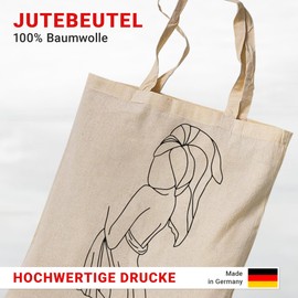 tradercat Jute Bag Printed Vintage 100% Cotton, Fabric Bag Printed, One Line Art Woman Silhouette, Jute Bag Aesthetic as a Fashionable Accessory Jute Bag Sayings (Woman Shower Towel), beige