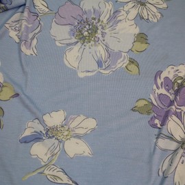 Stylish FABRIC 60" Wide Rayon Spandex Printed Jersey Stretch Knit Fabric by The Yard for Apparel, Clothing, Headbands, Accessories, Decorations, Maternity, and DIY Projects, Sky Blue/Lavender 3 Yards