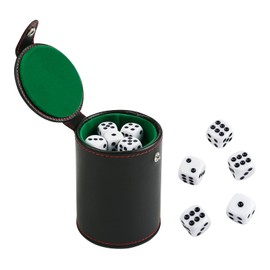 GWHOLE Leather Dice Cup with 10 Dice Set for Dice Games, Black