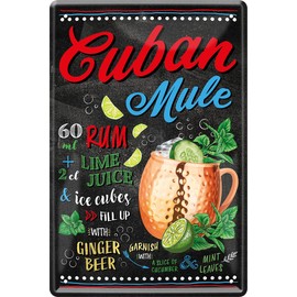 schilderkreis24 - Tin Signs Cocktail Recipe Cuban Mule Decorative Metal Sign Bar Counter Spirits Gift Birthday or Christmas 20 x 30 cm