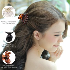 RC ROCHE Pack of 6 Hair Clips with Fine Teeth for Thick Hair, Non-Slip Hair Gripper Hair Clip, Elegant Hair Claw, Modern Hair Styling for Women, Medium, Transparent, Brown, Black