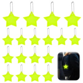 KIPTVO 18PCS Safety Reflector, Reflector Pendant, Reflective Pendants Key Chains, Reflective Glossy Keychain, Reflective Keyrings, Reflective Backpack Accessories, for School Bag Backpack（Pentagram）