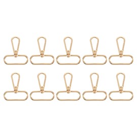 sourcing map 10Pcs Swivel Clasps, 1.5 Inch Oval Ring Lobster Clasp Claw Metal Push Gate Snap Hook for Purse Making Keychain Belt Strap, Gold