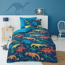 GC GAVENO CAVAILIA Dinosaur Single Duvet Cover Set, Super Soft Boys Microfiber Bedding, T-Rex Roar Kids Quilt Bed Set - Multi