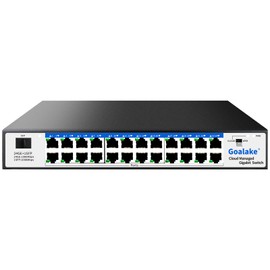 Easy Smart Managed Ethernet Switch, 24 Port Gigabit Switch,Network Hub, Ethernet Splitter, Plug & Play, Fanless Metal Design, VLAN, Qos,Support PoE Power Supply, Desktop or Wall Mount