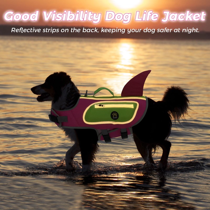 Sheripet Dog Life Jacket, High Buoyancy Shark Dog Safety Vest,