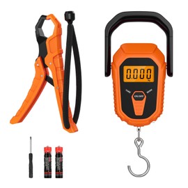 PENTASPI Digital Fish Scale, Fishing Scale with Lip Gripper, 110lb/50kg Hanging Fish Weight Scale,[New Version] Fish Scale with LCD Backlit, Tape Measure for Fishing Hunting, Batteries Included,Orange