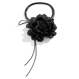 Flower Choker Necklace for Women Girls,Lace Camellia Flower Choker Necklaces Black Rose Choker Necklace Simple Personality Bride Wedding Party Summer Necklaces (b1)