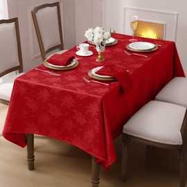 Romanstile - Mantel rectangular de Navidad jacquard – Mantel decorativo con patrón floral de rosa damasco, tela pesada para cenar, fiestas, día festivo, 60 x 84 pulgadas