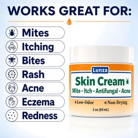 Skin Cream, Mite & Itch Support, Fast Soothing, Low-Odor & Non-Drying, for All Skin Types, 2 oz