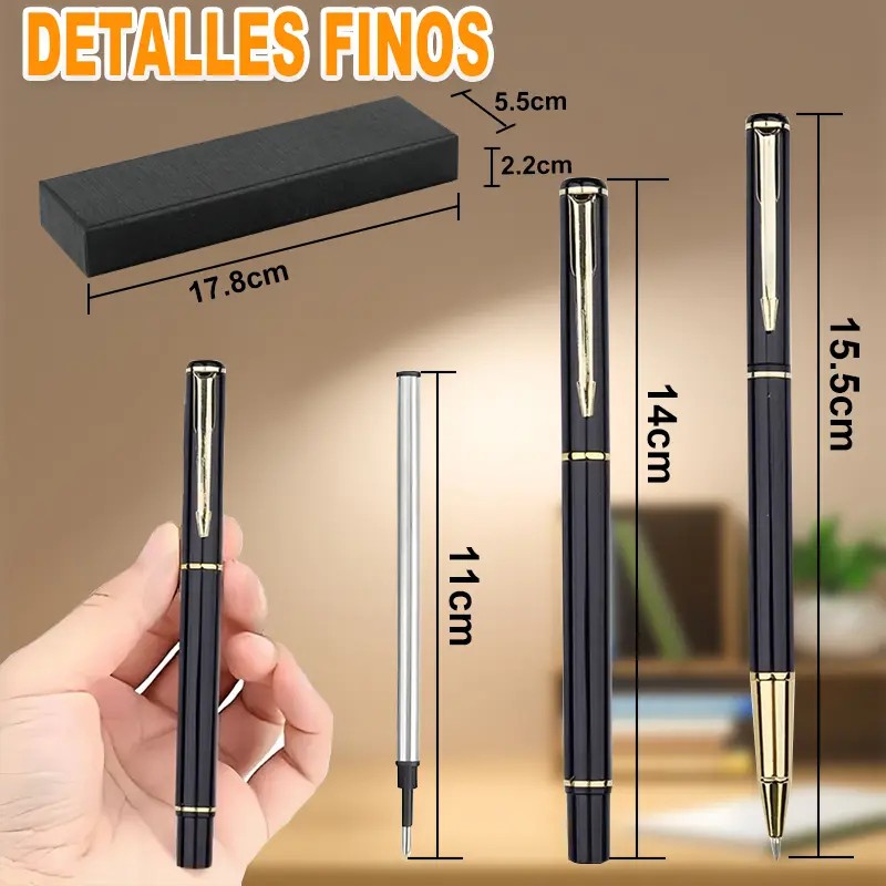 2pz Pluma De Acero Alta Calidad Con Recambio Y Caja
