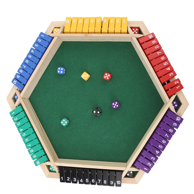 Shut The Box Dice Game 6 Player 6 Color Sided