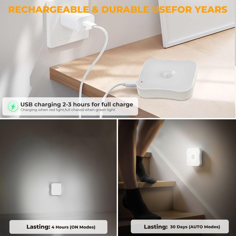 Rechargeable Motion Sensor Light Indoor Stair Lights Rechargeable Battery Night