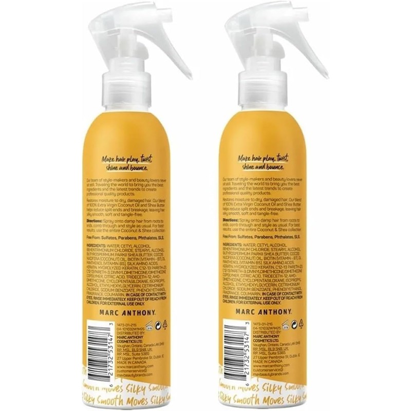 Hydrating coconut oil & shea butter detangle leave-in 250ml 2pack