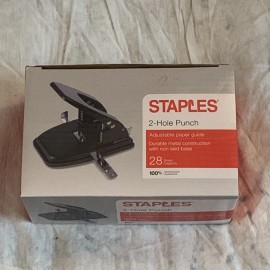 staples 2- hole punch 28 sheet capacity metal skid base