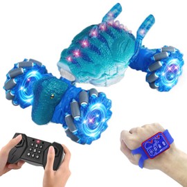 OBEST Remote Controlled Car RC Stunt Car, Dinosaur Remote Controlled Car, Watch Control, RC Stunt Car with LED Light and Music, Dinosaur Toy, Gift Toy for Boys and Girls