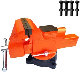 PPUMP Bench Vise 6 Inch Jaw Width 5.5 Inch Jaw Opening Home Vise - Secure Grip with 360° Swivel Base Home Vise Rotation Base - Assembled with a Combination of Heavy Duty Cast Iron and Steel - Orange
