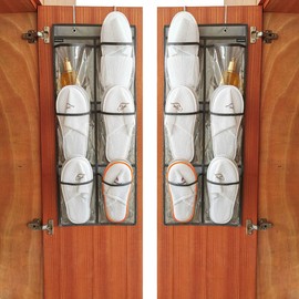 ANZORG 2 Packs Over The Door Hanging Closet Shoes Holder Organizer Shoe Storage Shoe Rack with 6 Pockets (Clear PVC Pockets)