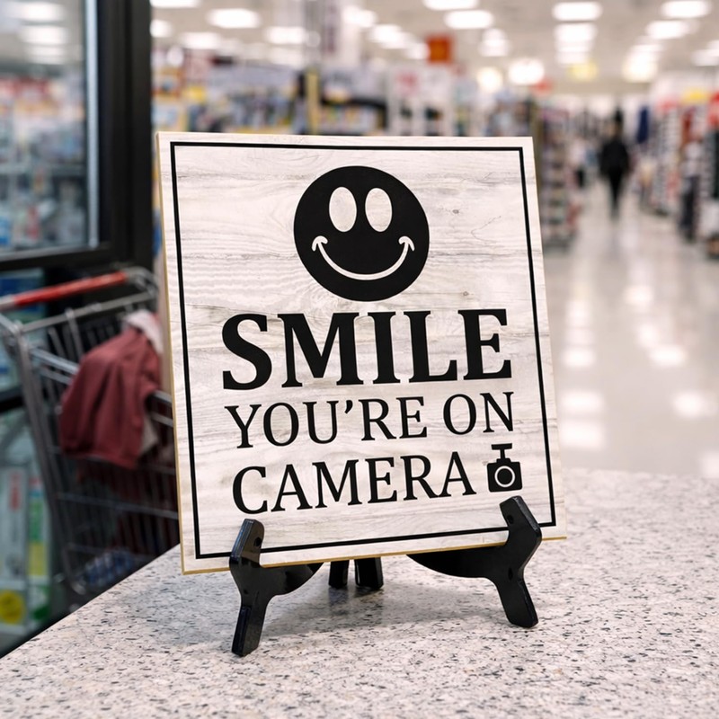 Smile You're On Camera 5"x 5" Square Table Sign With