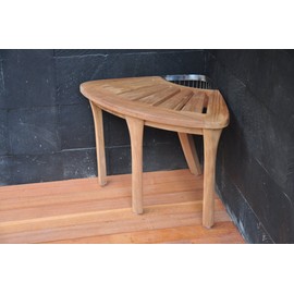 19" Grade-A Teak Corner Seat Shower Bench/Stool with Basket #WHAXCS