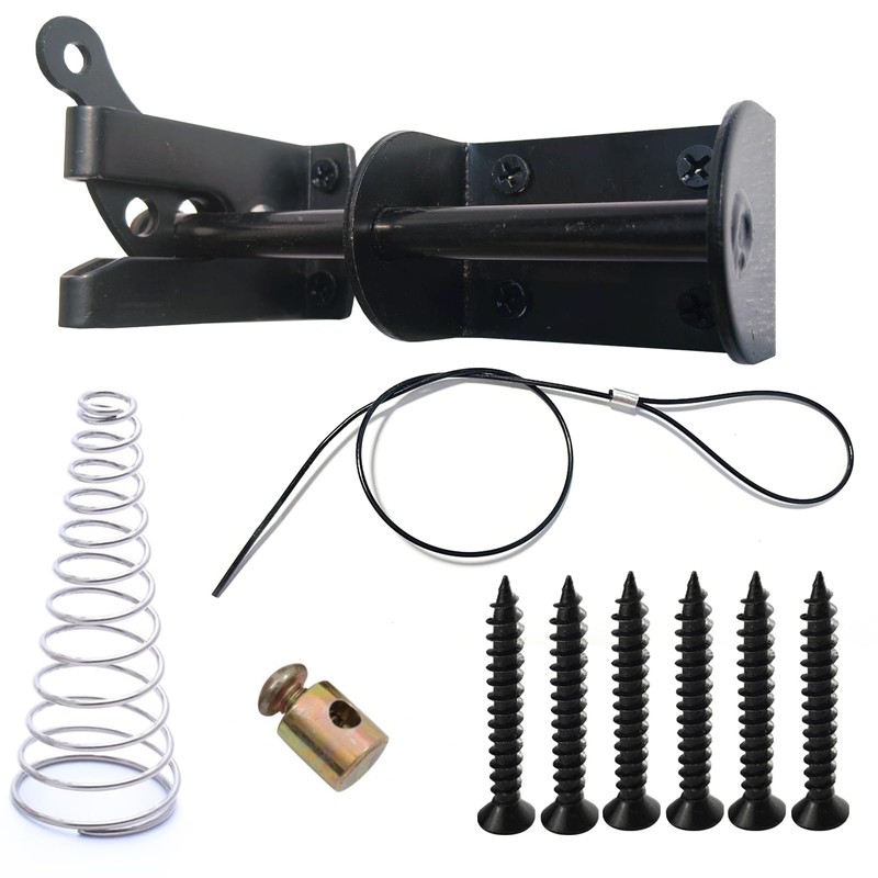 Door Latch - Self-Locking Gate Latch for Outdoor Fence, Black