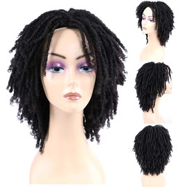 6 Inch Crochet Twist Wigs, Short Curly Wigs, Faux Locs Synthetic Dreadlocks Wig for Black Women (Black)