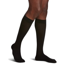 Sigvaris Sea Island Cotton 191CC99 15-20mmHg Mens Closed Toe, Calf Socks - Black, Size C
