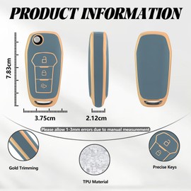 TOOMUME Key Case TPU Car Key Case Fits Ford Fiesta Focus Puma Mondeo Ecosport Explorer Kuga Ka Tourneo Connect Ranger F150, Key Cover Protection Key Shell - Flip Key