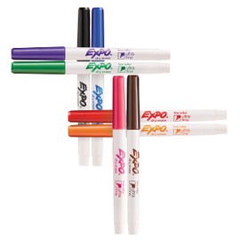 EXPO EXPO Low Odor Dry Erase Markers, Ultra-Fine Tip, Assorted Colors, 8 Count