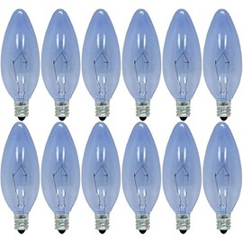 GE Lighting 48714 60-Watt 490-Lumen Reveal Blunt Tip Light Bulb with Candelabra Base, 12-Pack.