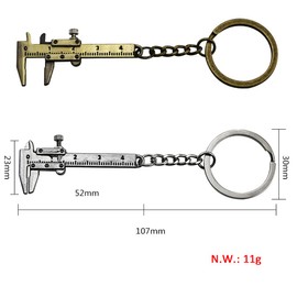 HATOOLHA® Mini Tool Keychain, 2pcs Mini Vernier Caliper Key Chain Key Ring Antique Silver Gold Tools Gift for Men Women
