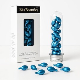 Cápsulas de Suero Facial con Péptido de Cobre Azul - Cápsulas Iluminadoras Anti-Edad con GHK-Cu, Ácido Hialurónico y Péptidos para Reducir Arrugas -  