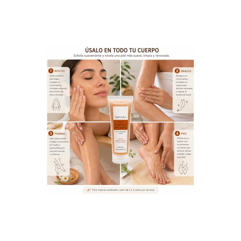 GEL EXFOLIANTE CORPO-FACIAL NUEZ, MANZANILLA Y MELOCOTÓN 120ML4.05 fl oz.