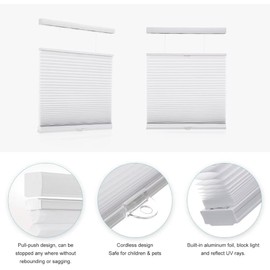 MYshade Custom Top Down Bottom Up Cellular Shades Light Filtering Up Down Window Blind Cordless Cellular Blinds & Shades Easy to Install 46" W x 60" H White