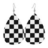 Checkerboard Chess Board Flag Faux Leather Teardrop Earrings for Women