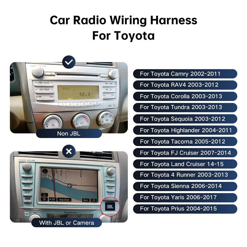 ViaBecs 16PIN Car aftermarket Radio Wiring Harness for Toyota Camry