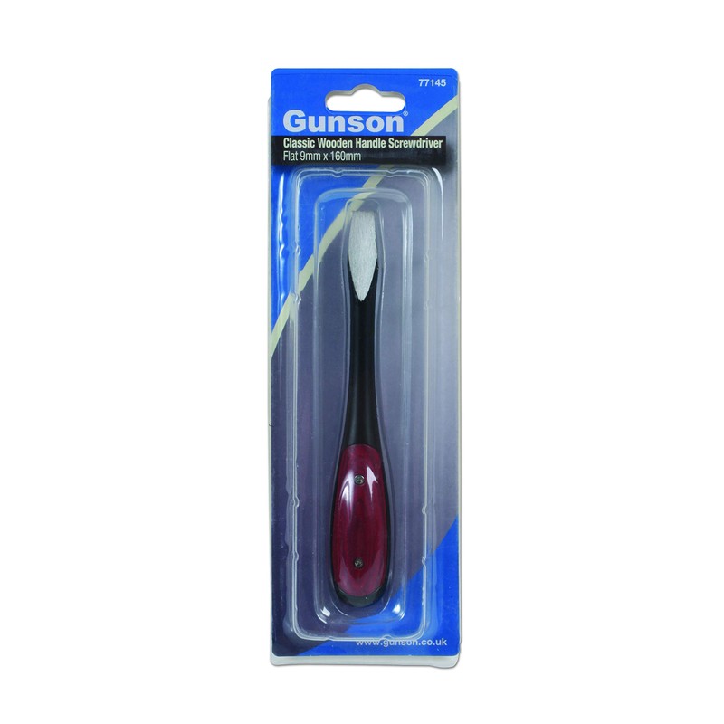Gunson 77145 Classic Wooden Handle Screwdriver - Flat 9mm x