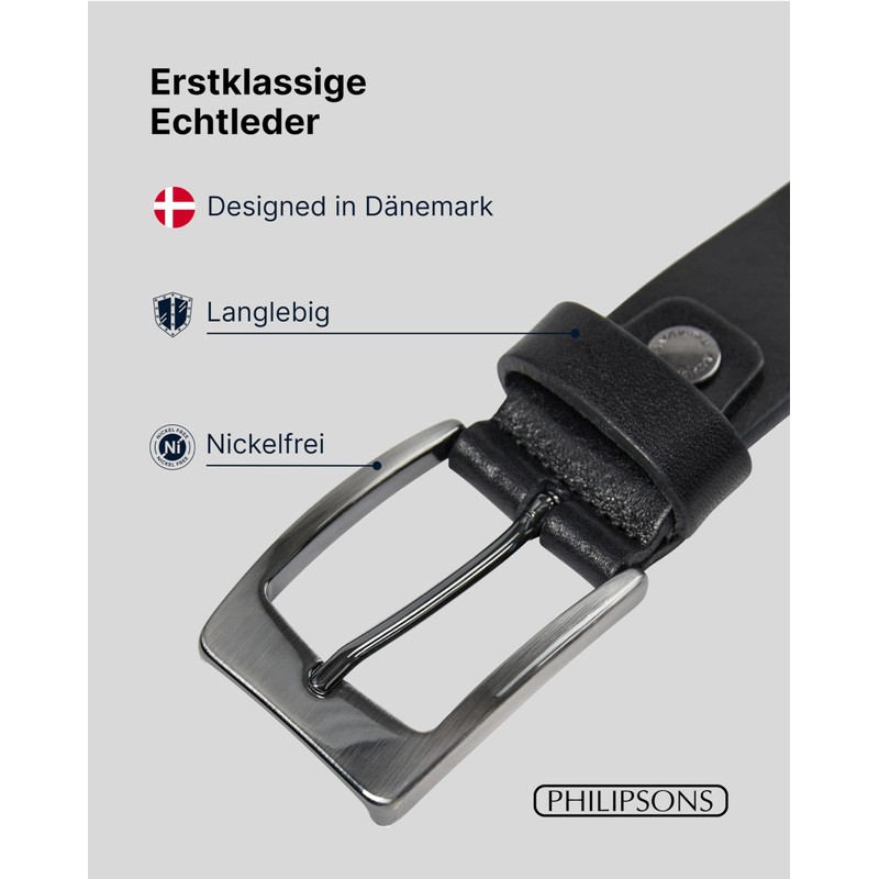 PHILIPSONS Premium Genuine Leather Belt for Men, 35 mm Wide,