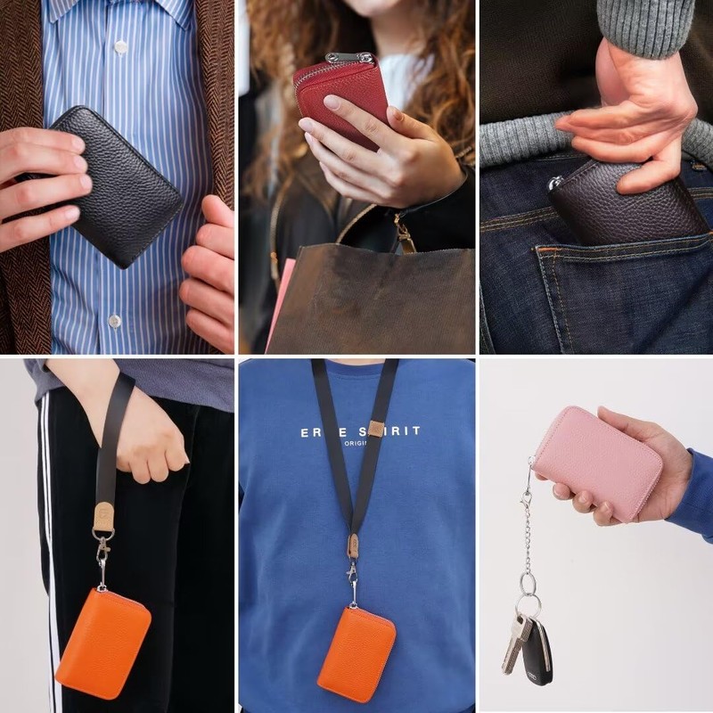 High Capacity Genuine Leather RFID Card Case, Wallet, Coin Purse,