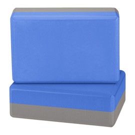 IWORKOUT Yoga Blocks 2 Pack, Anti-Slip EVA Yoga Foam Bricks (Set of 2 ),High Density 23 x 15 x 8 cm , Lightweight & Soft Foam Bricks with Beveled Edges, for Yoga,Pilates,Fitness ,Gym Practice,Flexibility,Backbends,Improve Balance (Grey + Blue, 23 x 15 x 