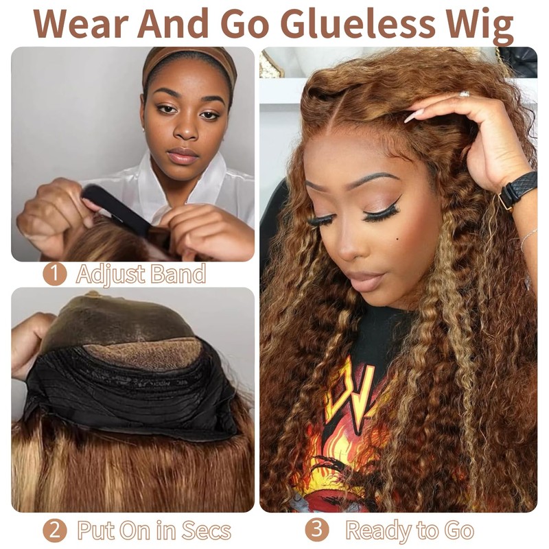 AAKJJ 4/27 Glueless Wigs Human Hair Pre Plucked Pre Cut,