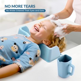 Hair Washing Station for Kids, Portable Silicone Hair Washing Basin for Sink & Bathtub, Tear-Free Shampoo Bowl with Rinse Cup,Make Wash Day Much Easier