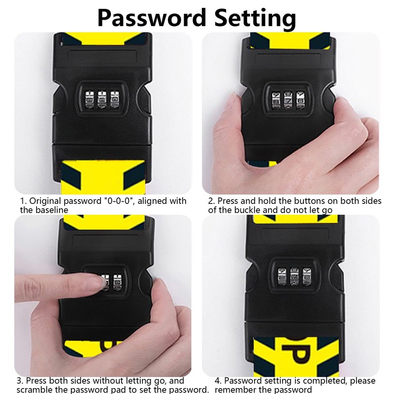 Luggage Strap with Combination Lock, Adjustable Non-Slip Luggage Strap, Long