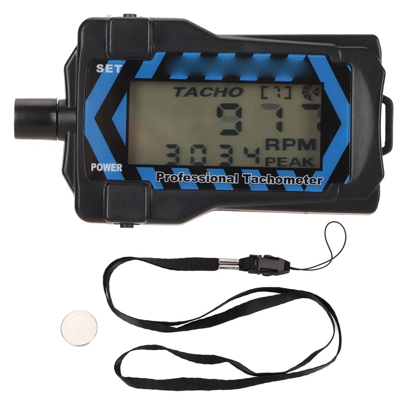 LED Handheld Tachometer Blue Backlit High Accuracy Easy Operation Propeller
