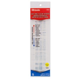 BAZIC Hot Melt Glue Sticks Dual Temp Full Size 7.87" x 0.43", All Purpose Industrial Glue Stick, Quick Repair Home Improvement Crafts (5/Pack), 1-Pack