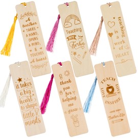 12 Set Wooden Teacher Bookmark with Tassel, Teacher Appreciation Gifts, Reading Bookmarks Gift for Teachers Christmas Thank You and Retirement