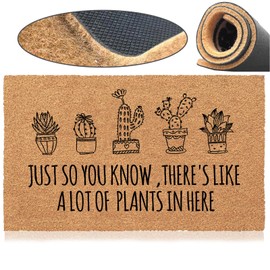 Jec&Smis Welcome Mat Just So You Know There's Like A Lot of Plants in Here Door Mats for Home Entrance Funny Doormat, Coir Fiber Outdoor Doormats for Entrance Anti-Slip PVC Backing 23.6" x 15.7"
