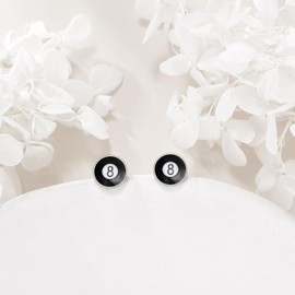 YAFEINI Eight Ball Earrings Sterling Silver 8 Pool Balls Stud Earrings Billiards Jewelry Gifts for Women Men